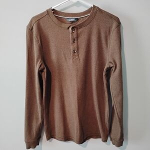 Brown Long Sleeve Henley Shirt